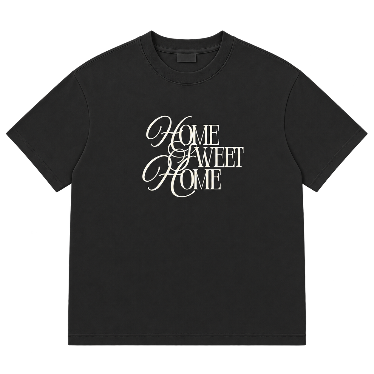 Home Sweet Home Script T-Shirt — Black