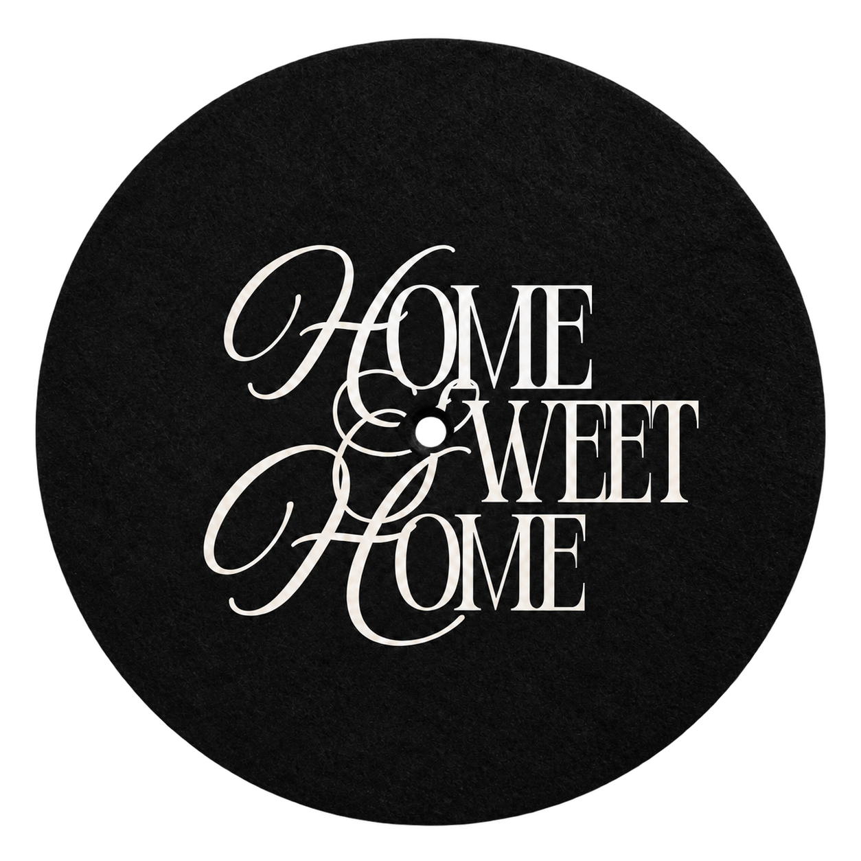 Black Home Sweet Home slip mat with cream script lettering